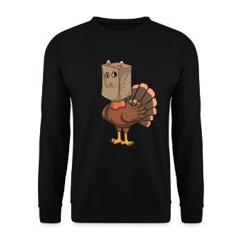 Truthahnkatze Verkleidung lustiger Thanksgiving Tr - Unisex Pullover - Schwarz - Vorne - Alina (178cm) & Michal (187cm)