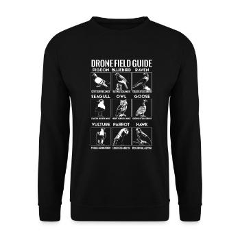 V�gel sind keine echte Verschw�rung des Drohnenfel - Unisex Pullover - Schwarz - Vorne - Alina (178cm) & Michal (187cm)