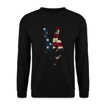 American Flag Friedenszeichen Hand USA Flagge 4. J - Unisex Pullover - Schwarz - Vorne - Alina (178cm) & Michal (187cm)