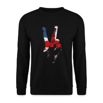 Gro�britannien Flagge Friedenszeichen Hand Frieden - Unisex Pullover - Schwarz - Vorne - Alina (178cm) & Michal (187cm)