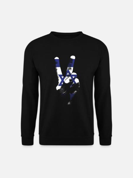Israel Flagge Friedenszeichen Hand Frieden in Isra - Unisex Pullover - Schwarz