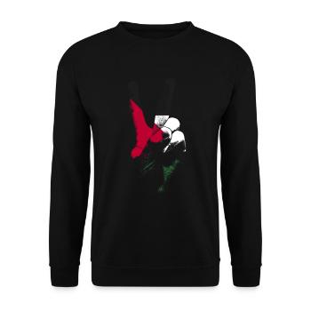 Pal�stina Flagge Friedenszeichen Hand Frieden in P - Unisex Pullover - Schwarz - Vorne - Alina (178cm) & Michal (187cm)