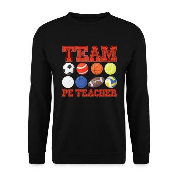 Team pe Lehrer lustiger Pe Gym Lehrer - Unisex Pullover - Schwarz - Vorne - Alina (178cm) & Michal (187cm)