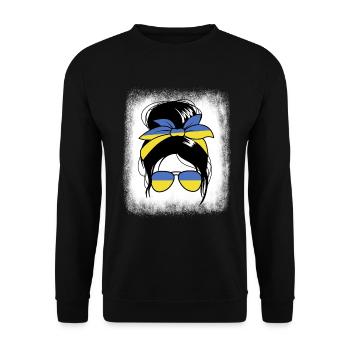 Ukraine Messy Bun Ukrainische Frau Geschenk Frauen - Unisex Pullover - Schwarz - Vorne - Alina (178cm) & Michal (187cm)