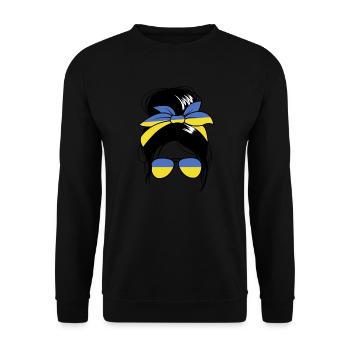 Ukraine Messy Bun Ukrainische Frau Geschenk Frauen - Unisex Pullover - Schwarz - Vorne - Alina (178cm) & Michal (187cm)