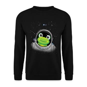 Frosch Astronaut Raum Astronomie Kinder AstronautF - Unisex Pullover - Schwarz - Vorne - Alina (178cm) & Michal (187cm)