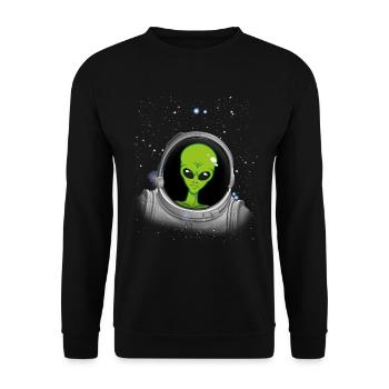 Alien Astronaut Alien UFO Verschw�rung Astronaut - Unisex Pullover - Schwarz - Vorne - Alina (178cm) & Michal (187cm)