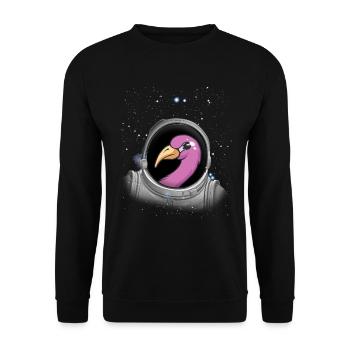 Flamingo Astronaut Space Astronomie Astronaut - Unisex Pullover - Schwarz - Vorne - Alina (178cm) & Michal (187cm)