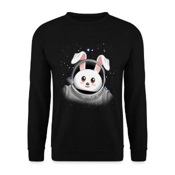 Kaninchen Astronaut Space Astronaut Osterhase - Unisex Pullover - Schwarz - Vorne - Alina (178cm) & Michal (187cm)