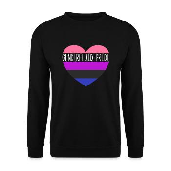 Genderfluid Pride Flag Heart LGBTQ Geschlechtsfl�s - Unisex Pullover - Schwarz - Vorne - Alina (178cm) & Michal (187cm)