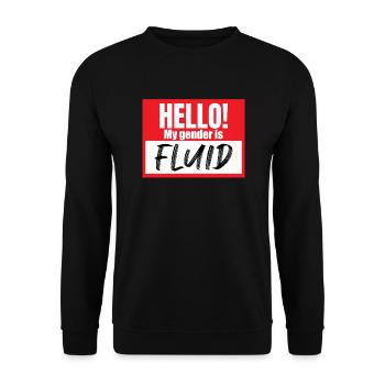 Hallo, mein Geschlecht ist fl�ssiger Namensg�ngerg - Unisex Pullover - Schwarz - Vorne - Alina (178cm) & Michal (187cm)