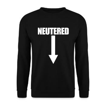 Kastrierter Pfeil lustiger Herren Vasektomie Gesch - Unisex Pullover - Schwarz - Vorne - Alina (178cm) & Michal (187cm)