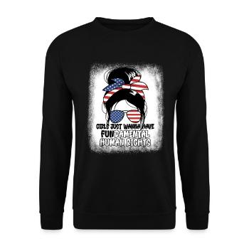 M�dchen wollen nur grundlegende Menschenrechte hab - Unisex Pullover - Schwarz - Vorne - Alina (178cm) & Michal (187cm)