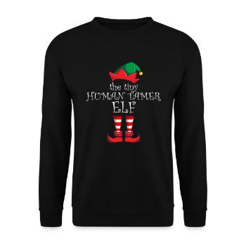 Tiny Human Tamer Elf Family Weihnachtslehrer ElfKi - Unisex Pullover - Schwarz - Vorne - Alina (178cm) & Michal (187cm)