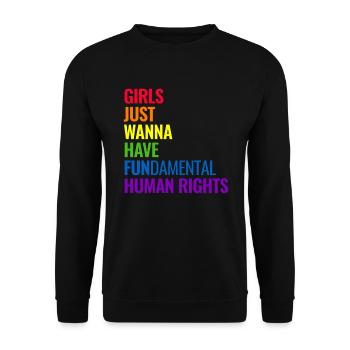 M�dchen wollen nur grundlegende Menschenrechte hab - Unisex Pullover - Schwarz - Vorne - Alina (178cm) & Michal (187cm)