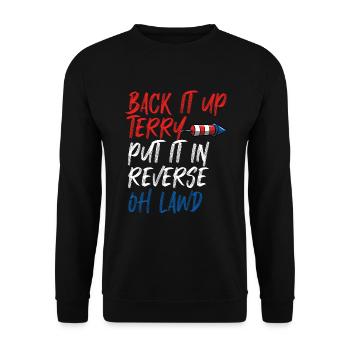 BACKENT BACK IT Terry hat es in umgekehrter oh law - Unisex Pullover - Schwarz - Vorne - Alina (178cm) & Michal (187cm)