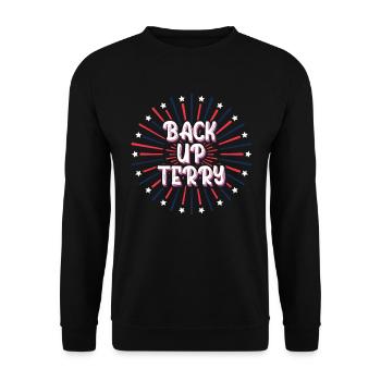 Back Up Terry setzte es umgekehrt am 4. Juli einwi - Unisex Pullover - Schwarz - Vorne - Alina (178cm) & Michal (187cm)