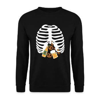 Oktober fest RIB CAGE Skelett lustiges Skelett - Unisex Pullover - Schwarz - Vorne - Alina (178cm) & Michal (187cm)