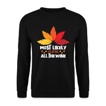 Am wahrscheinlichsten die Weinfamilie Thanksgiving - Unisex Pullover - Schwarz - Vorne - Alina (178cm) & Michal (187cm)