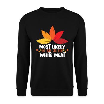 H�chstwahrscheinlich zu Thanksgiving wei�e Fleisch - Unisex Pullover - Schwarz - Vorne - Alina (178cm) & Michal (187cm)