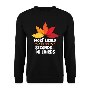 H�chstwahrscheinlich Sekunden -Familien Thanksgivi - Unisex Pullover - Schwarz - Vorne - Alina (178cm) & Michal (187cm)