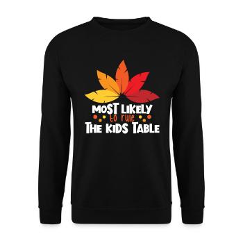 Am wahrscheinlichsten regieren die Kindertisch Tha - Unisex Pullover - Schwarz - Vorne - Alina (178cm) & Michal (187cm)