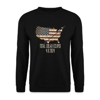 Gesamt Sonnenfinsternis 4.8.2024 Pfad der Gesamthe - Unisex Pullover - Schwarz - Vorne - Alina (178cm) & Michal (187cm)