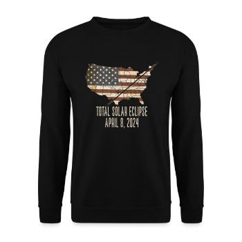 Total Solar Eclipse 8. April 2024 Totality USA Map - Unisex Pullover - Schwarz - Vorne - Alina (178cm) & Michal (187cm)