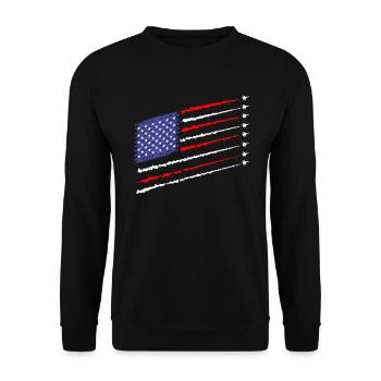 K�mpfer Jet American Flag Milit�r 4. Juli - Unisex Pullover - Schwarz - Vorne - Alina (178cm) & Michal (187cm)
