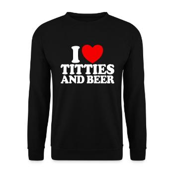 Ich liebe Titten und Bier lustige M�nner Ich liebe - Unisex Pullover - Schwarz - Vorne - Alina (178cm) & Michal (187cm)