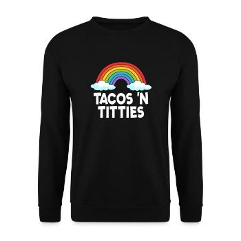 Tacos n Titties Rainbow Lesbian Funny LGBT - Unisex Pullover - Schwarz - Vorne - Alina (178cm) & Michal (187cm)