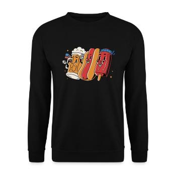 4. Juli Mug Hotdog Eis am Stiel Cartoon 4. Juli - Unisex Pullover - Schwarz - Vorne - Alina (178cm) & Michal (187cm)