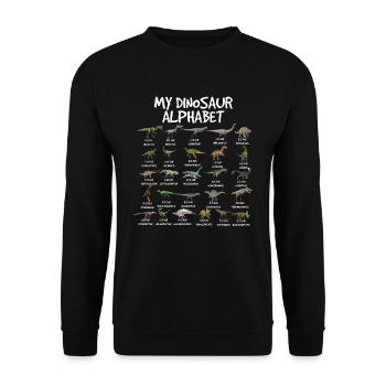 Mein Dinosaurier Alphabet zur�ck in die Schule Din - Unisex Pullover - Schwarz - Vorne - Alina (178cm) & Michal (187cm)