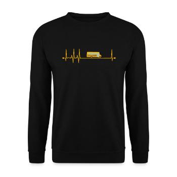 Schulbus Herzschlag EKG Pulse Schulbusfahrer - Unisex Pullover - Schwarz - Vorne - Alina (178cm) & Michal (187cm)