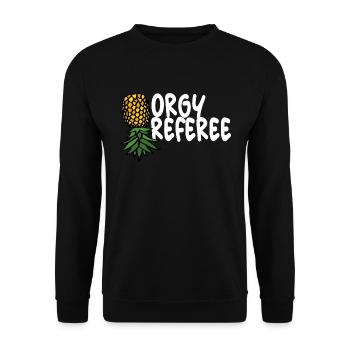 Orgie Schiedsrichter Swinger Party verkehrt herumE - Unisex Pullover - Schwarz - Vorne - Alina (178cm) & Michal (187cm)