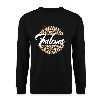 Falcons High School Maskottchen Sportteam Frauen - Unisex Pullover - Schwarz - Vorne - Alina (178cm) & Michal (187cm)