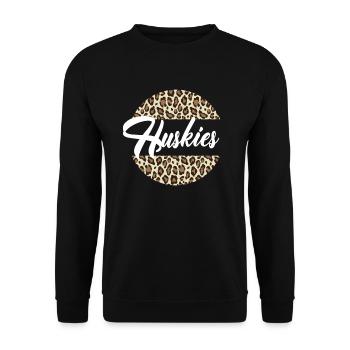 Huskies High School Maskottchen Sportteam Frauen - Unisex Pullover - Schwarz - Vorne - Alina (178cm) & Michal (187cm)