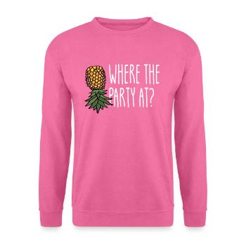 Wo die Party bei? Swinger verkehrt herum AnanasSwi - Unisex Pullover - Pink - Vorne