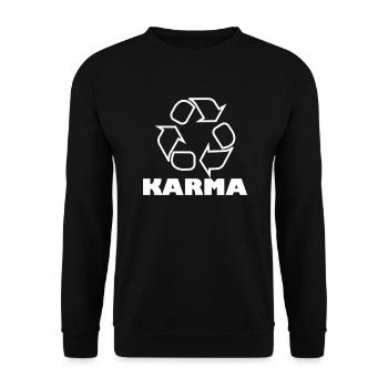 Karma Recycle -Symbol Was geht herum, kommt herum - Unisex Pullover - Schwarz - Vorne - Alina (178cm) & Michal (187cm)