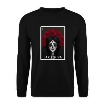 La Catrina Card Day der toten mexikanischen Lotter - Unisex Pullover - Schwarz - Vorne - Alina (178cm) & Michal (187cm)