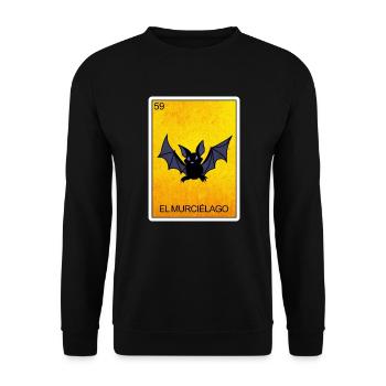 El Murcielago Bat Card Mexikanische Lotteriekarte - Unisex Pullover - Schwarz - Vorne - Alina (178cm) & Michal (187cm)