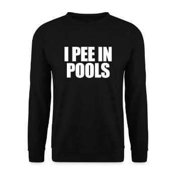 Ich pinkle in Pools lustiger Urlaubshumor schwimme - Unisex Pullover - Schwarz - Vorne - Alina (178cm) & Michal (187cm)