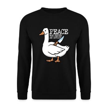 Frieden war nie eine Option - Unisex Pullover - Schwarz - Vorne - Alina (178cm) & Michal (187cm)
