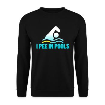 Ich pinkle in Pools lustiger Urlaubshumor schwimme - Unisex Pullover - Schwarz - Vorne - Alina (178cm) & Michal (187cm)