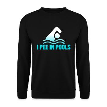 Ich pinkle in Pools lustiger Urlaubshumor schwimme - Unisex Pullover - Schwarz - Vorne - Alina (178cm) & Michal (187cm)