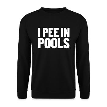 Ich pinkle in Pools lustiger Urlaubshumor schwimme - Unisex Pullover - Schwarz - Vorne - Alina (178cm) & Michal (187cm)