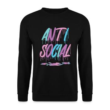 Asozial tropftauge Loner Shy Tropfy - Unisex Pullover - Schwarz - Vorne - Alina (178cm) & Michal (187cm)