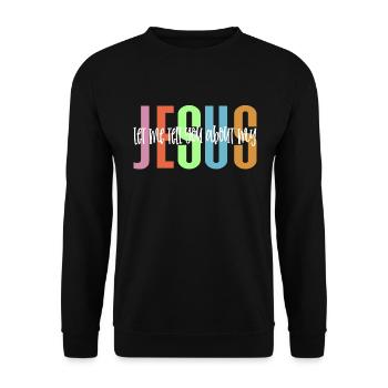 Lassen Sie mich Ihnen von meinem christlichen Glau - Unisex Pullover - Schwarz - Vorne - Alina (178cm) & Michal (187cm)