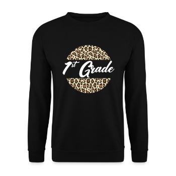 1. Klasse Cheetah Print School Lehrer �ler - Unisex Pullover - Schwarz - Vorne - Alina (178cm) & Michal (187cm)