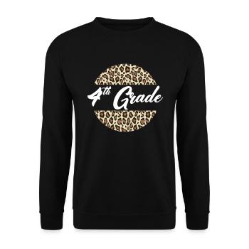 4. Klasse Geparden Print School Lehrer �ler - Unisex Pullover - Schwarz - Vorne - Alina (178cm) & Michal (187cm)